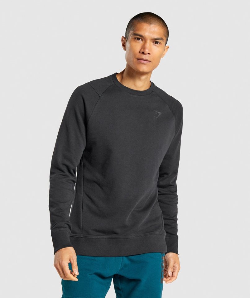 Men's Gymshark Bold Crew Sweatshirts Black | NZ 0YCAIO